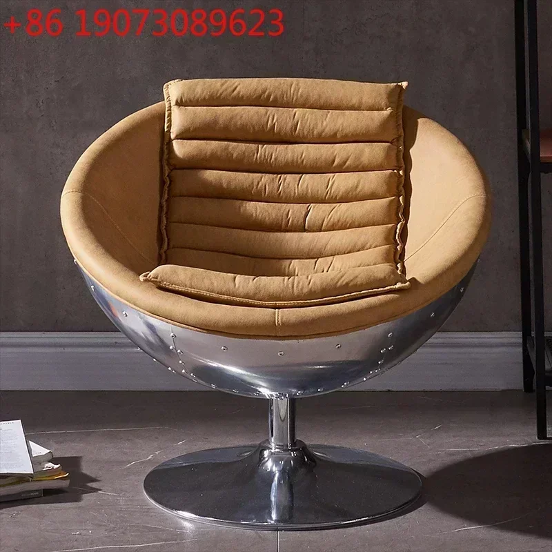 Designer Rotating Ball Chair Aluminum Leather Massage Armchair