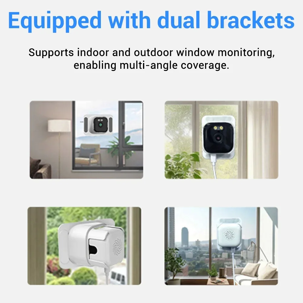 Caméra de fenêtre WiFi 2.4G/5G, 5mp, pour l'intérieur, sécurité domestique, Vision nocturne couleur, détection de mouvement, enregistrement 24/7, installation rapide