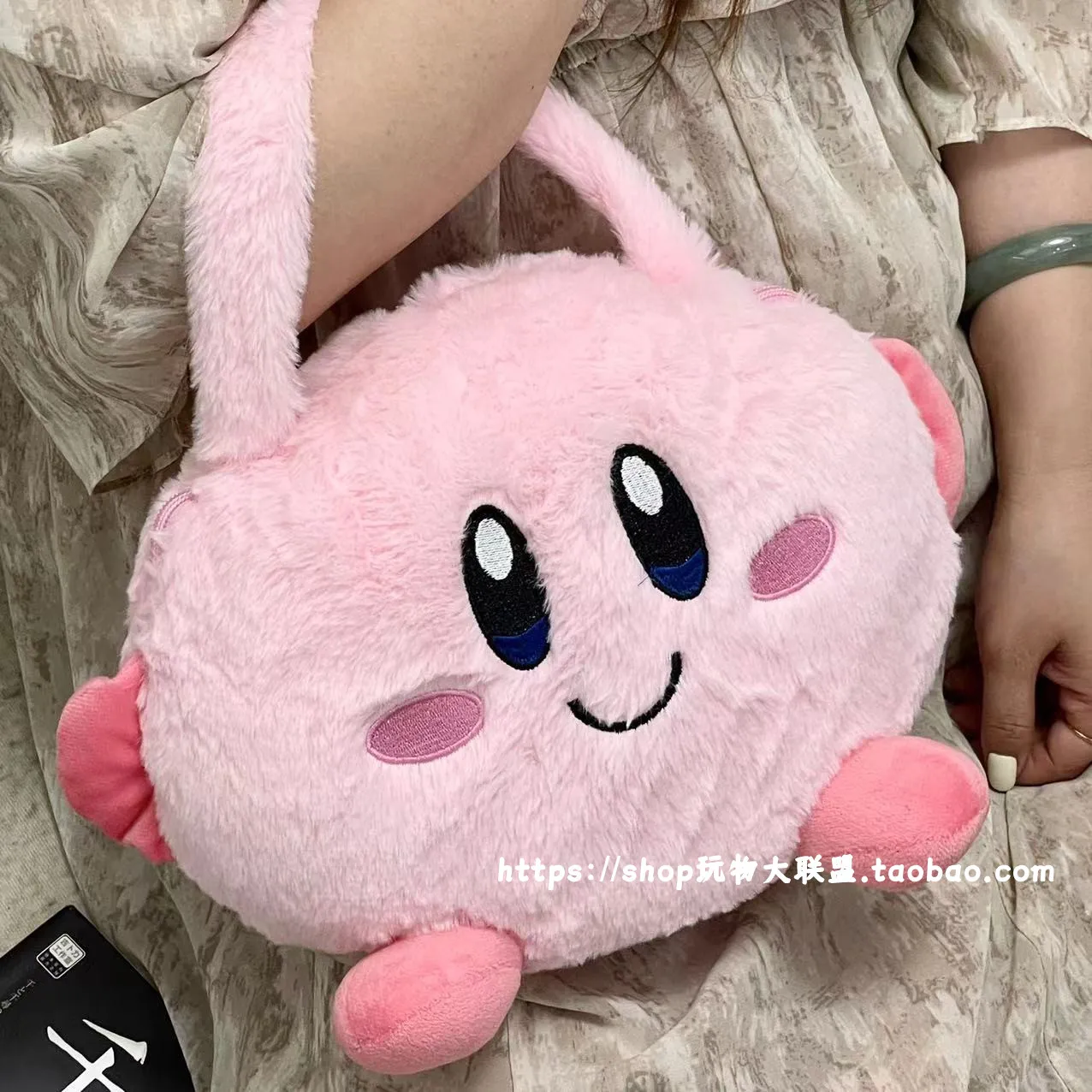 aii Anime Anime Cartoon Star Kirby Plush Embroidery Handheld Blanket bag Carpet Midday Sleep Blanket Cover Carpet Girl Gift