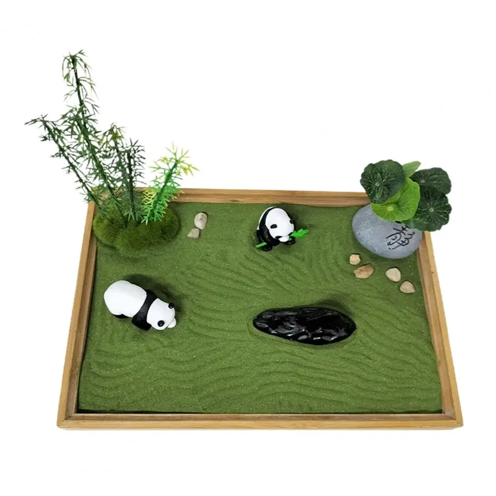 Zen Garden Sandbox Kit Mini Panda Zen Garden Kit for Diy Relaxation Home Office Decor Japanese Desk Decor Accessories