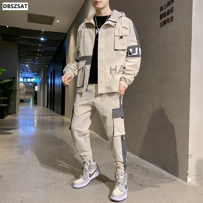 Spring Summer Men Tracksuit Casual Set Hooded T Shirt + Pants 2 Piece Sets Fashion Hip Hop Running Sports Suit Mens Clothing 4XL