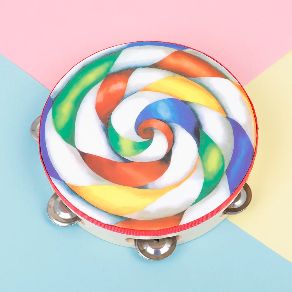 Tamburello Tamburo a mano in legno Doppio lato Strumenti musicali per bambini Percussioni per giocattolo