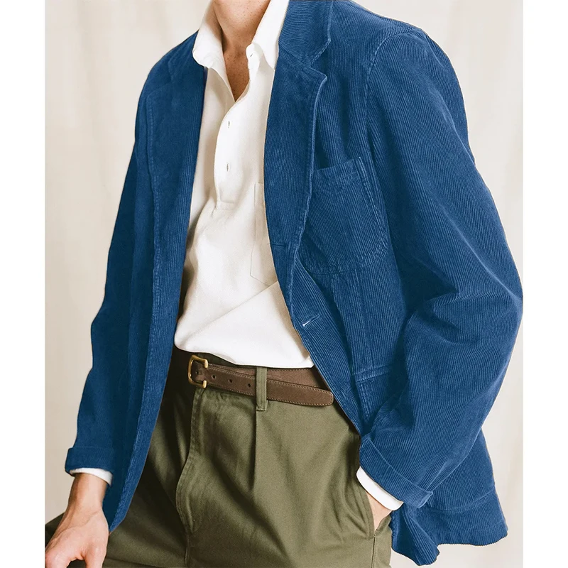 

Men's Corduroy Blazer Vintage Style Single-breasted Elegant Casual Comfortable Business Notch Lapel Jacket Formal Office Wear
