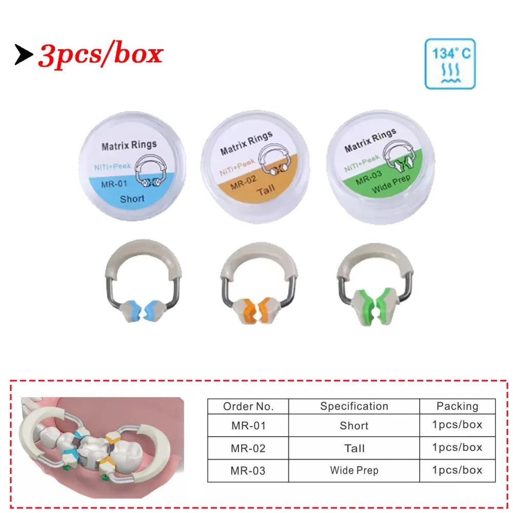 Dental Sectional Matrix System with Nitinol Matrices Clip Ring and Niti Bands for Precise Posterior Restorations