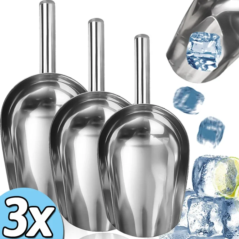 

1/3PCS Stainless Steel Ice Shovel Multifunctional Food Measuring Spoons Grain Coffee Beans Flour Shovel Bar Kitchen Accessories