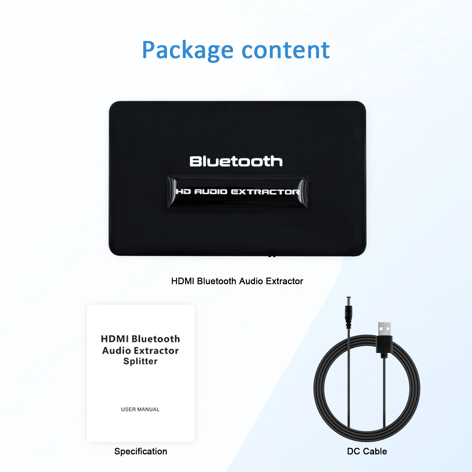 HD Bluetooth Audio Extractor Distributor, Bluetooth V5.3, 4K HD Audio Extractor HD Audio Splitter HDMI to Toslink + Aux Audio