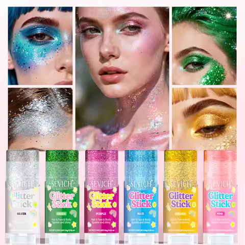 Sevich Shiny Face Body Sequins Glitter Art Face Hair Body Dress Up Makeup Festival Glitter Gel Dazzling Polarized Stage Makeup