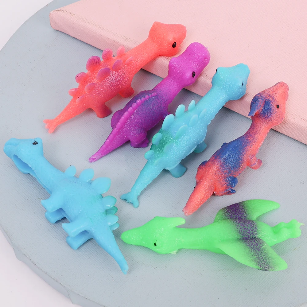 10PCS Creative Finger Catapult Dinosaur Slingshot Sticky Wall Toys for Adults and Kids Vent Stress Relief Catapult Dinosaur Toy