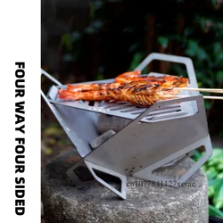 Outdoor Multi-functional Pure Titanium Barbecue Grill Windproof Heating Ultra Light Stove Detachable and Portable Barbecue Stove