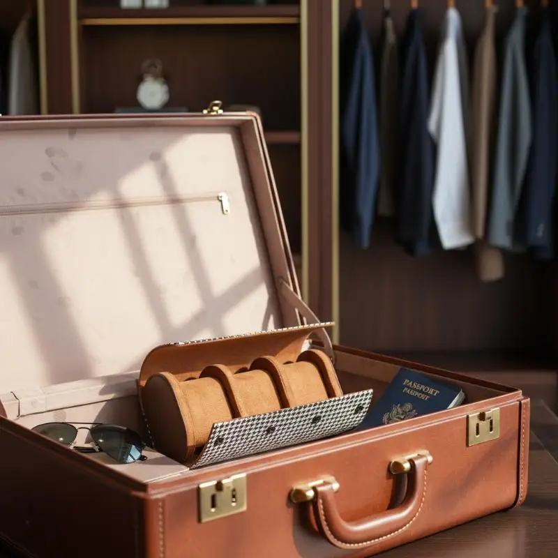 Watch Roll Travel Storage Case 1 2 3 Slots Premium Watch Organizer for Men Secure Velvet Lining for Business Travel