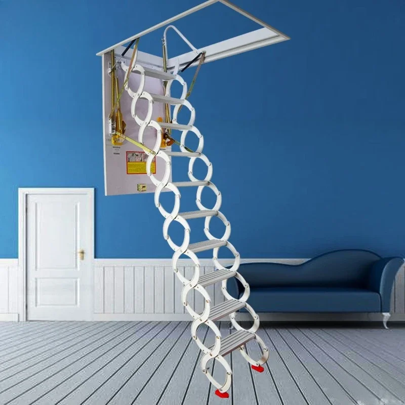 Old store custom attic ladder titanium magnesium alloy invisible telescopic ladder tensile folding attic lift ladder