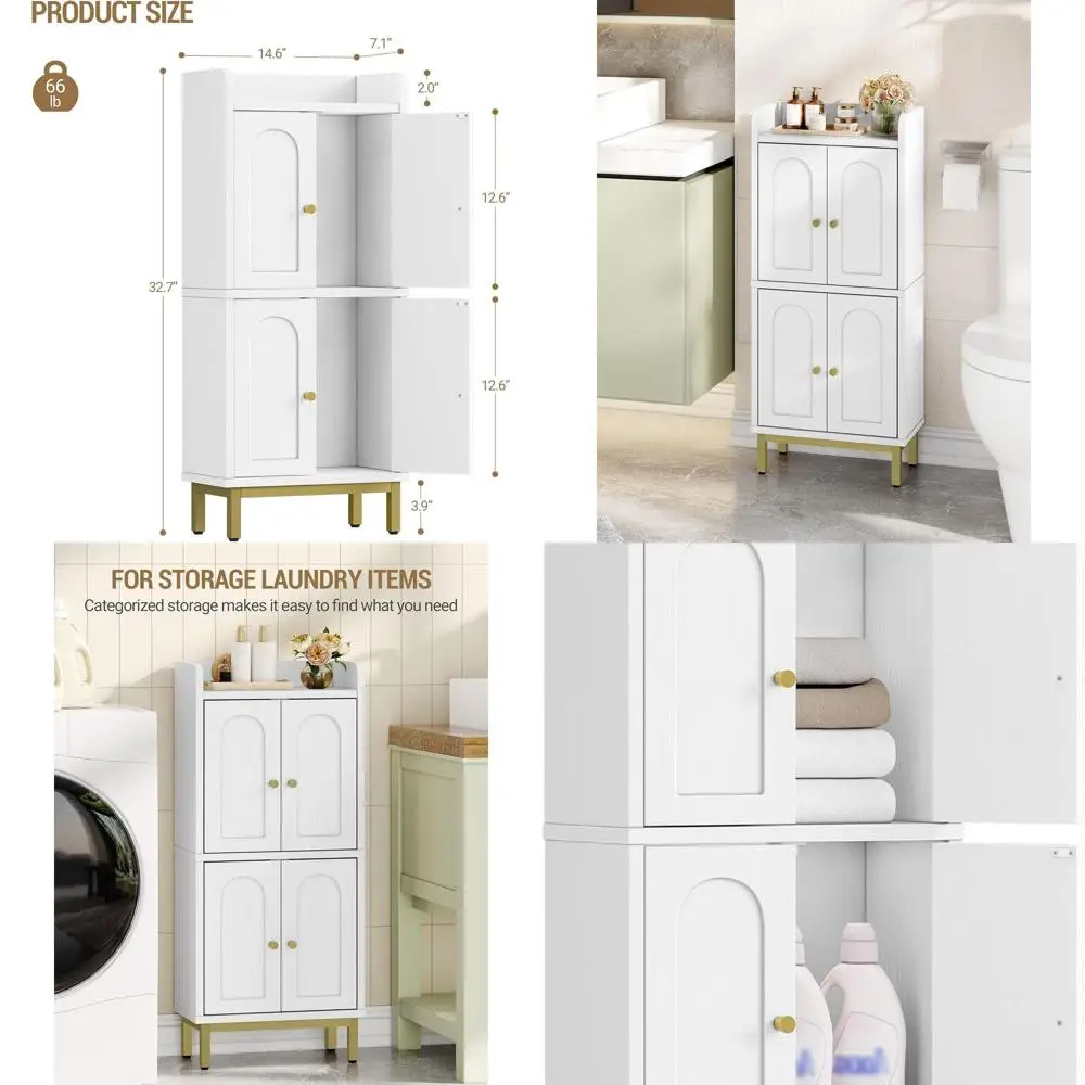 

Шкаф для ванной комнаты, небольшой шкаф для хранения с 4-мя дверцами, органайзеры для ванной комнаты и шкафы для хранения с регулируемыми ножками. Шкафы Fr