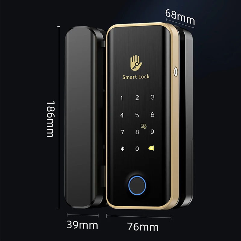 OEM TTlock Fingerprint Time Attendance Smart Glass Door Lock for Office