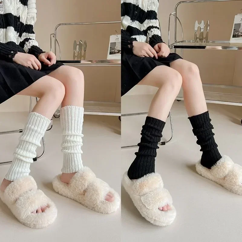 Calcetines largos Lolita para mujer, calentadores de piernas tejidos estilo universitario JK, calcetines cálidos por encima de la rodilla para otoño