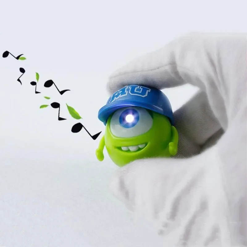 MINISO Monsters University Mike Keychain LED Light Sound Anime Wazowski Mr.Q Action Figures Pendent Toy Gift