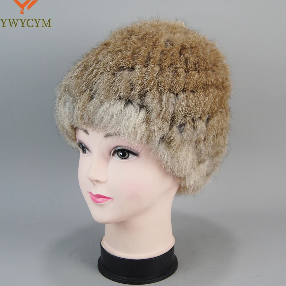 

2025 New Winter Real Rabbit Fur Hat Hand Knitted Lady Warm Real Rabbit Fur Hats Russia Women Good Elastic Natural Rabbit Fur Cap