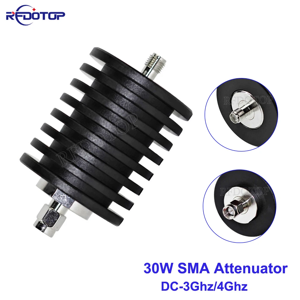 

1Pcs 30W DC-3Ghz/4Ghz SMA Male to Female Jack Connector Attenuator RF Coaxial Power 1/2/3/5/6/10/15/20/25/30db/40db 50 Ohm