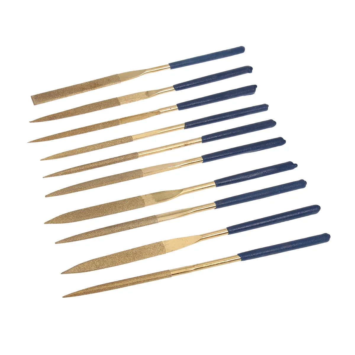 

10pcs Diamond Coated Flat File Set Plastic Handle Riffler Tools Kit for Glass Ceramic Stone Deburring Repair Craft Modeling