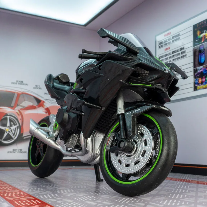 

CCA 1:12 Kawasaki H2R motorcycle model streetcar motorcycle hand-made ornaments steering shock-absorbing toy car