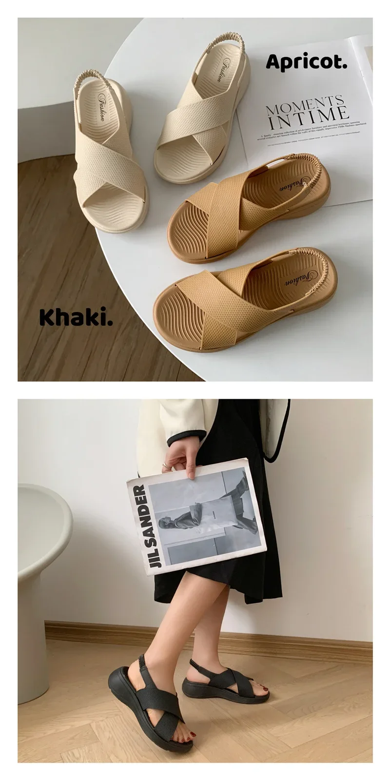 Damen-Sandalen mit Dicker Sohle 2026 Sommer Neue Modische Weichsohlige Strandpantoffeln Atmungsaktive Rutschfeste Modische Sandalen für Frauen – Detail 6