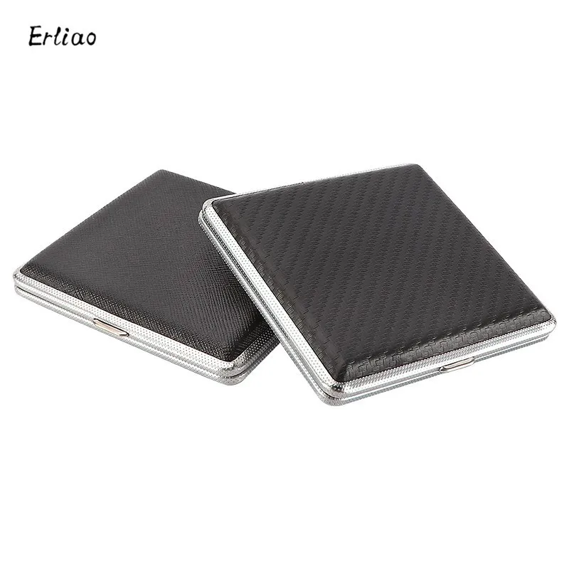 

1PC New Leather Cigarette Case Creative 20 Sticks Cig Holder Holds Rubber Band Inside Pocket Size Cig Box Randomly