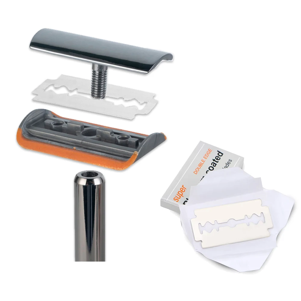 화이트일 03T 새로운 디자인 혁신 안전 면도기 이중날 알루미늄 합금 면도기 윤활 스트립 포함 남녀공용