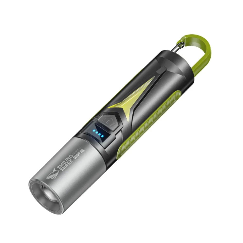 Zoomable COB Camping Flashlight  Adjustable Focus Side Light with Clip Compact  Portable Outdoor Hiking Emergency