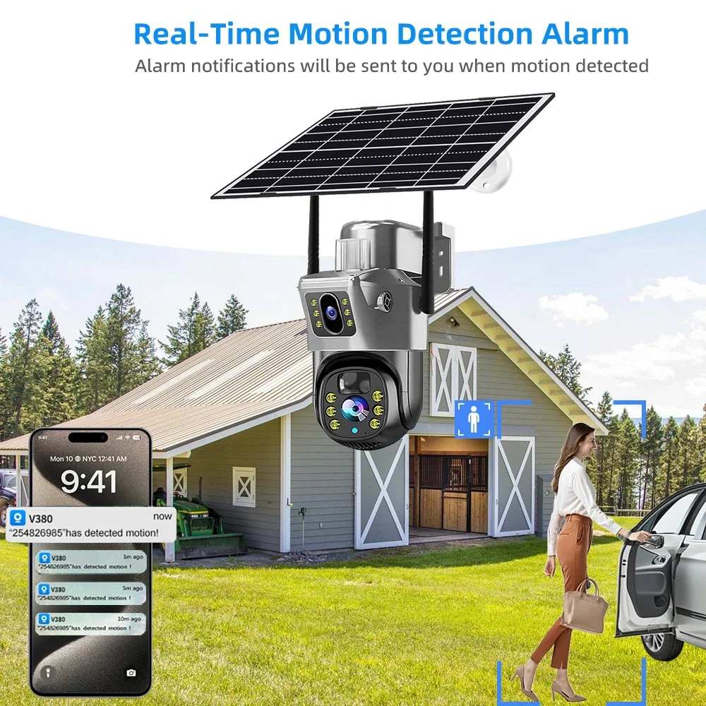 

Security Cameras 4G Outdoors PIR Human Detection Solar CCTV Digital V380 Pro Electronics Night Vision Surveillance Recorder