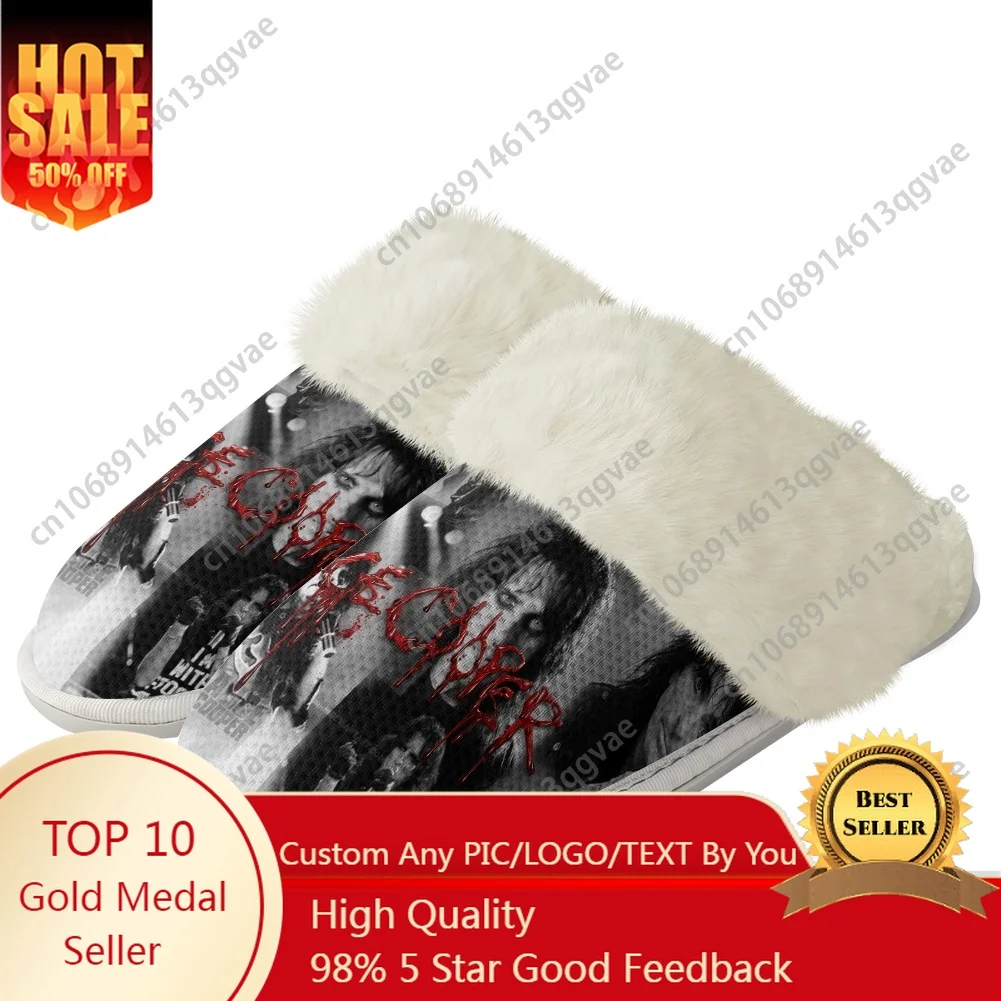 

Hot Alice Cooper Horror Rock Plush Slippers Keep Warm Shoes Mens Womens Home Cotton Bedroom Custom Thermal Lightweight Slipper