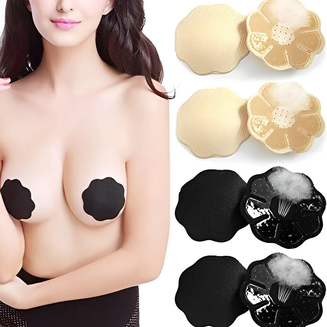 

2Pcs Woman Reusable Invisible Silicone Nipple Cover Self Adhesive Breast Chest Bra Pasties Pad Mat Stickers Accessories