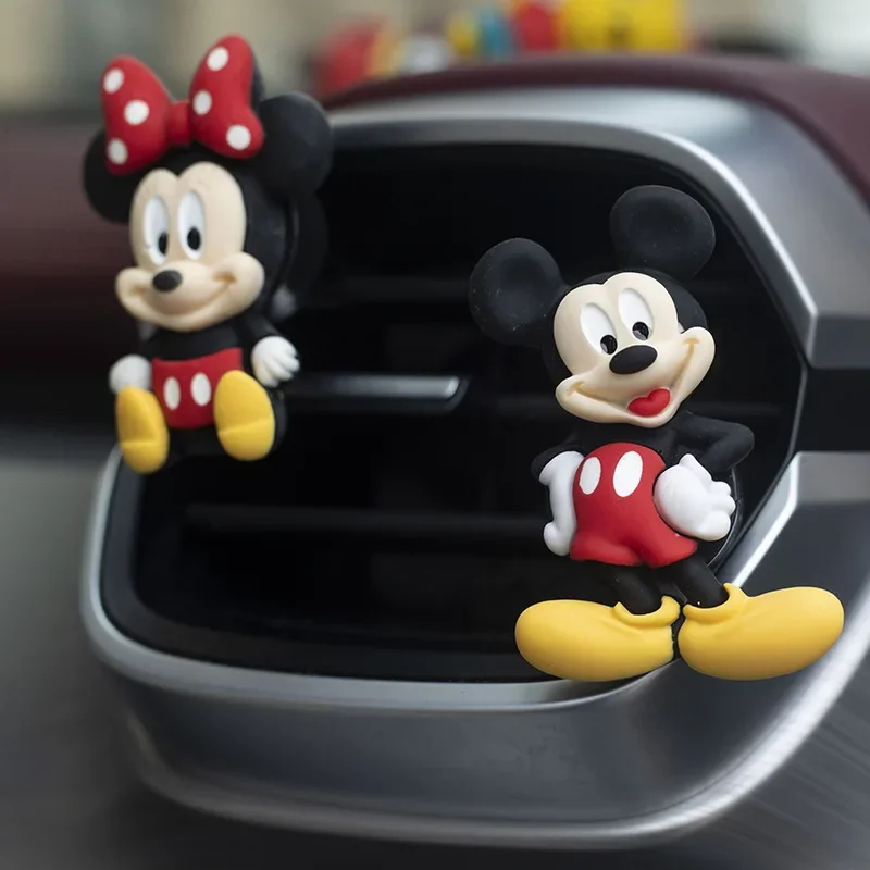 Mickey Minnie Mouse Cartoon Anime Figure Donald Ornament Bear Car Air Outlet Vent Perfume Air Freshener Decor Accessories