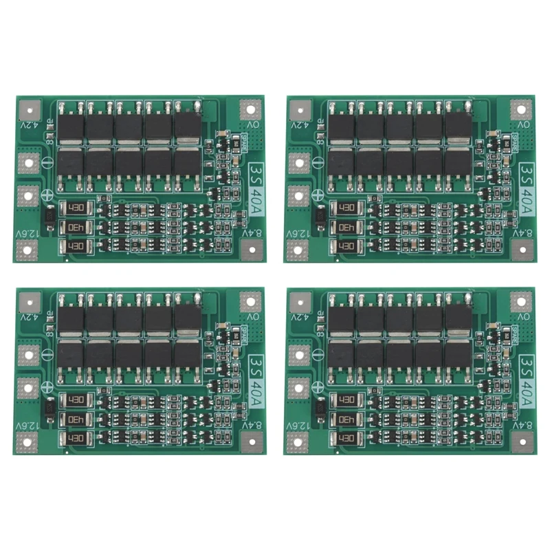 4X 3S 40A For Screwdriver 12V Li-Ion 18650 Bms Pcm Battery Protection Board Bms Pcm With Balance Liion Battery Cell Pack