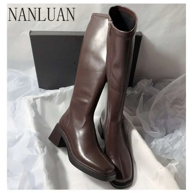 

2024 Boutique Autumn Winter Fashion Women's Boots New Solid Color Hot Selling Women's Shoes High Quality Knee-high Fashion Boots