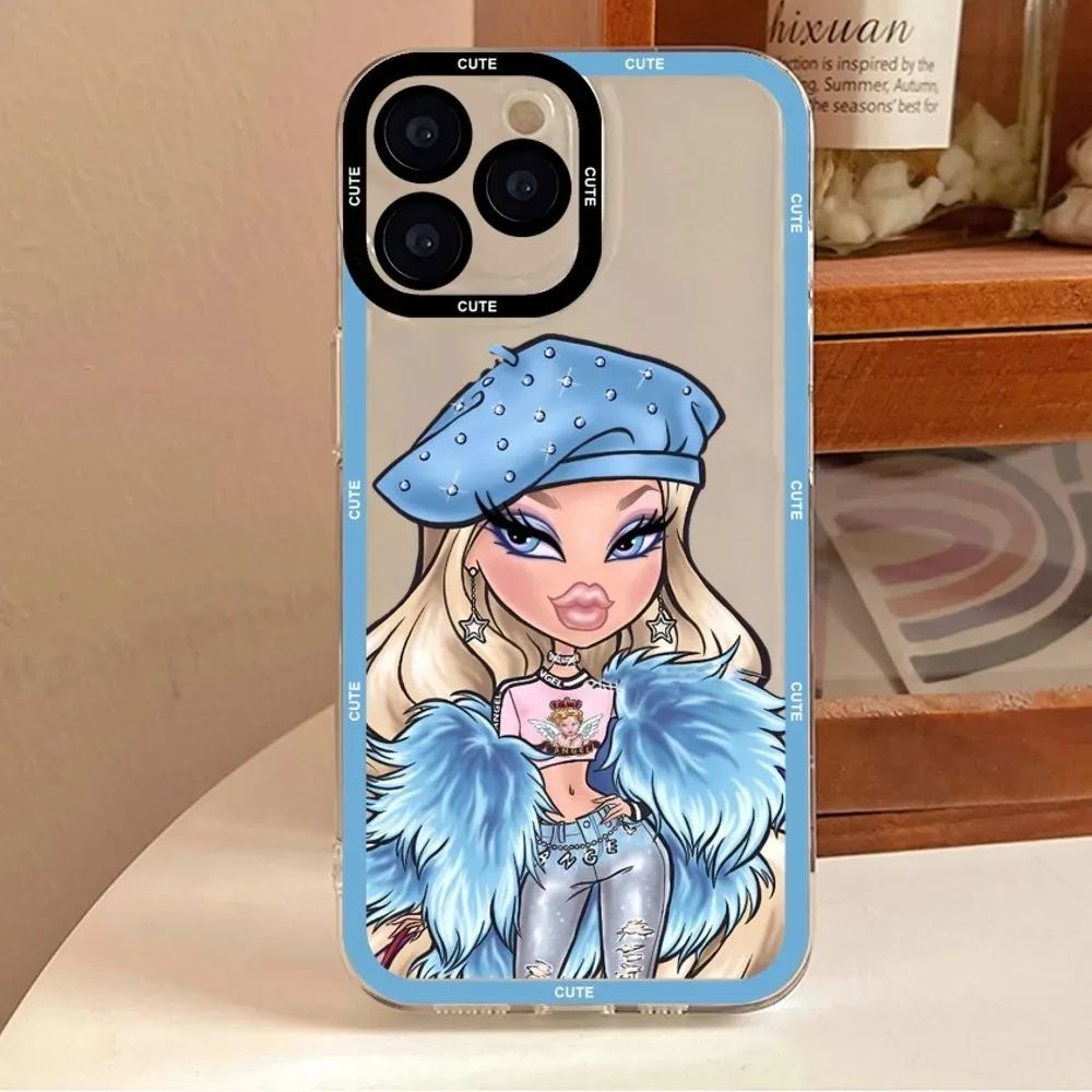 Bratz دمية جراب هاتف آيفون 11 12 13 14 15 16 برو ماكس 7 8 زائد ميني X XR XS SE ياسمين كلوي اليشم ساشا كاميرون بولي TPU Funda