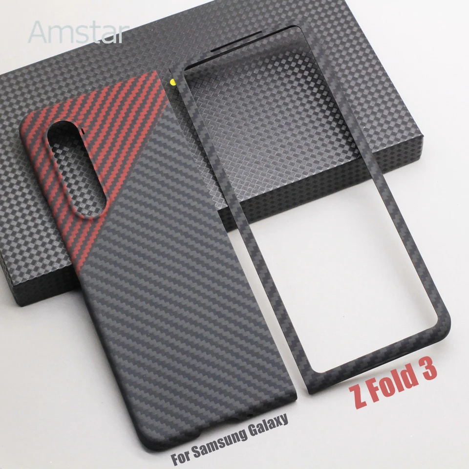 Amstar Dual Color Carbon Fiber Case for Samsung Galaxy Z Fold 4 3 Ultra-thin Anti-drop Z Fold 4 3 5G Aramid Fiber Foldable Cover