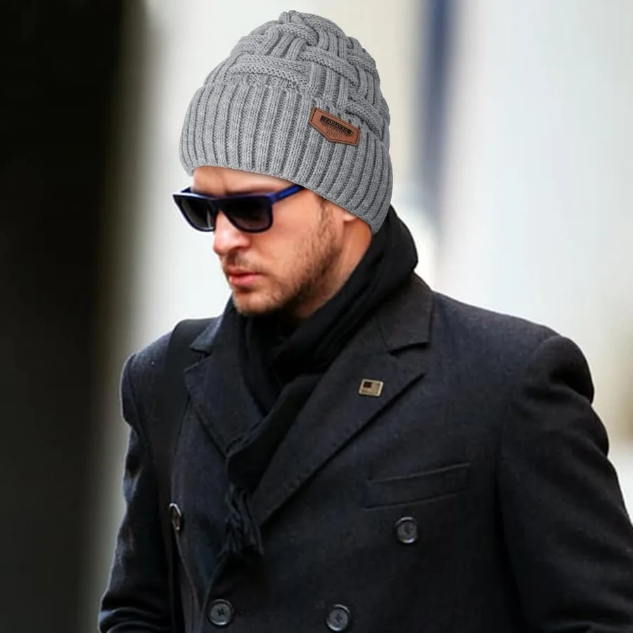 Loritta Wintermütze, warm gestrickt, dick, Baggy, Slouchy Beanie, Totenkopfmütze für Herren