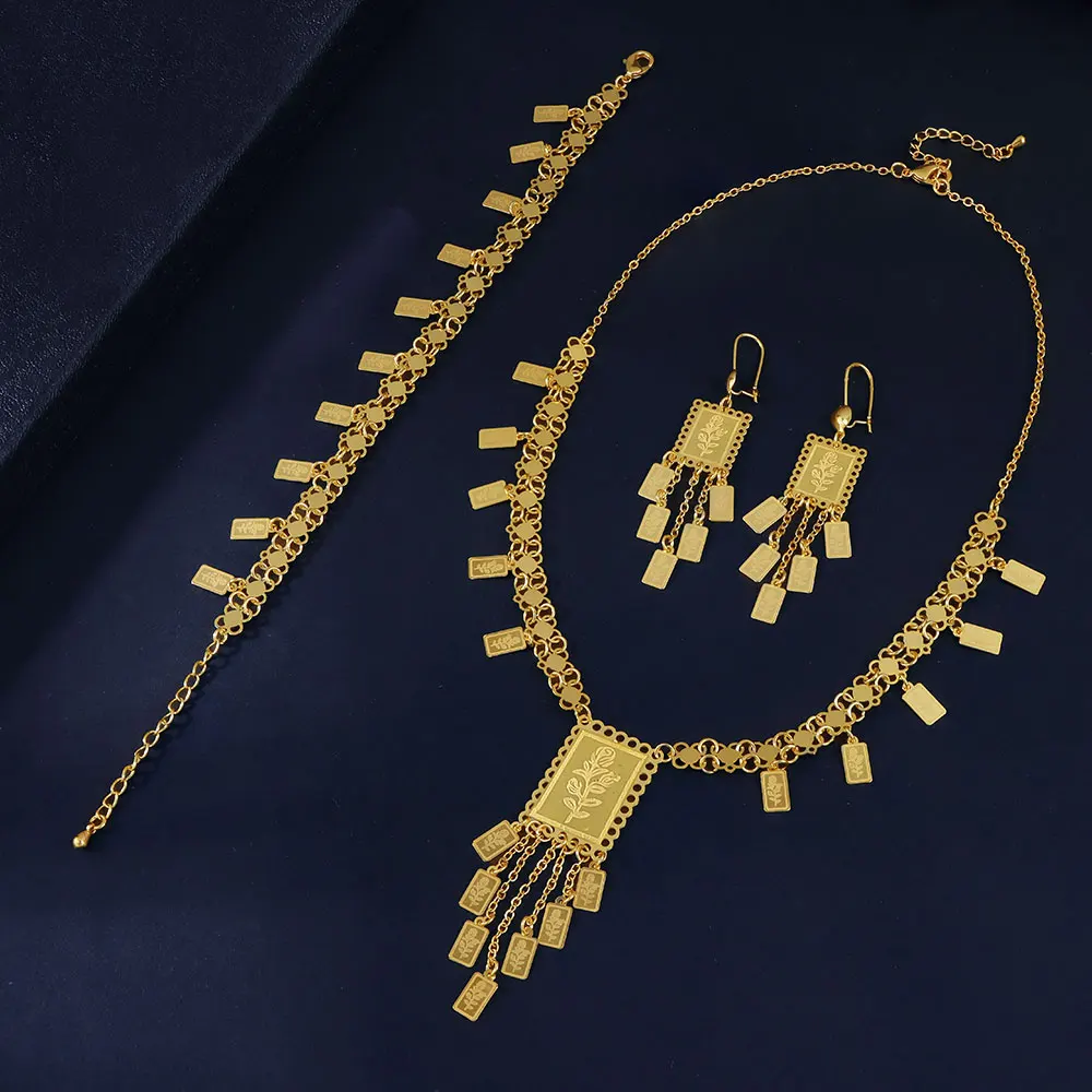 Arabische Hochzeit Gold Schmuckset 21k vergoldet türkische Münzen Anhänger Halskette Dubai Frauen Event Party Vintage Schmuck – Detail 12