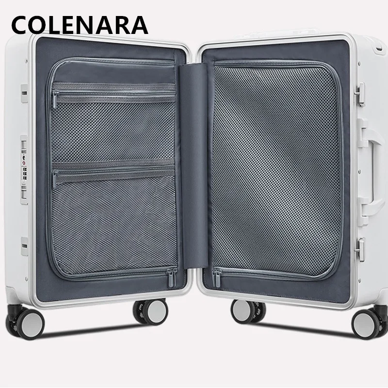 COLENARA Rolling Suitcase PC Front Opening Boarding Box 24 Inch Aluminum Frame Trolley Case 20