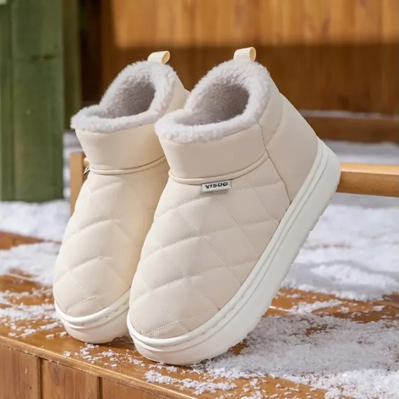 Winter Fleece Lined Slippers Anti Skid Thick Cushioned Sole Cozy Warm Men Women Indoor Home with Heel Wrap for Kitchen Bathroom view 4