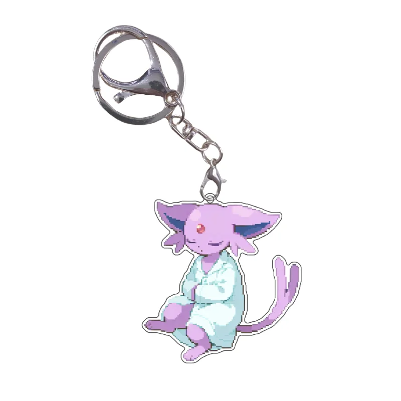 Gantungan Kunci Pokemon Tidur Sylveon Eevee Leafeon Espeon Umbreon Vaporeon Glaceon Karakter Permainan Anime Dekorasi Liontin Akrilik