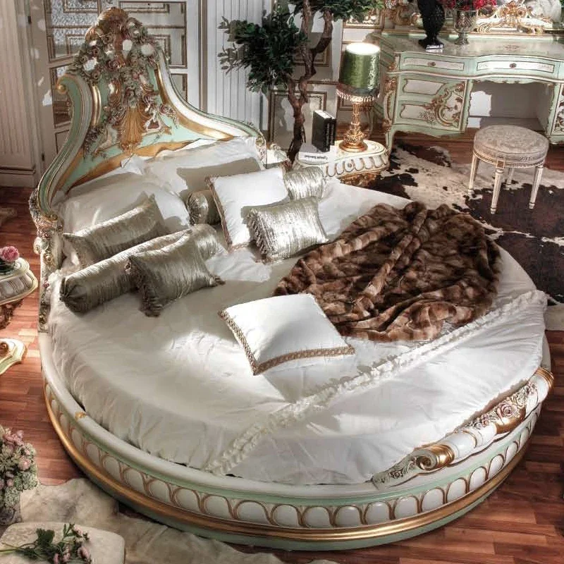 Solid wood double bed, luxury, carved wedding bed