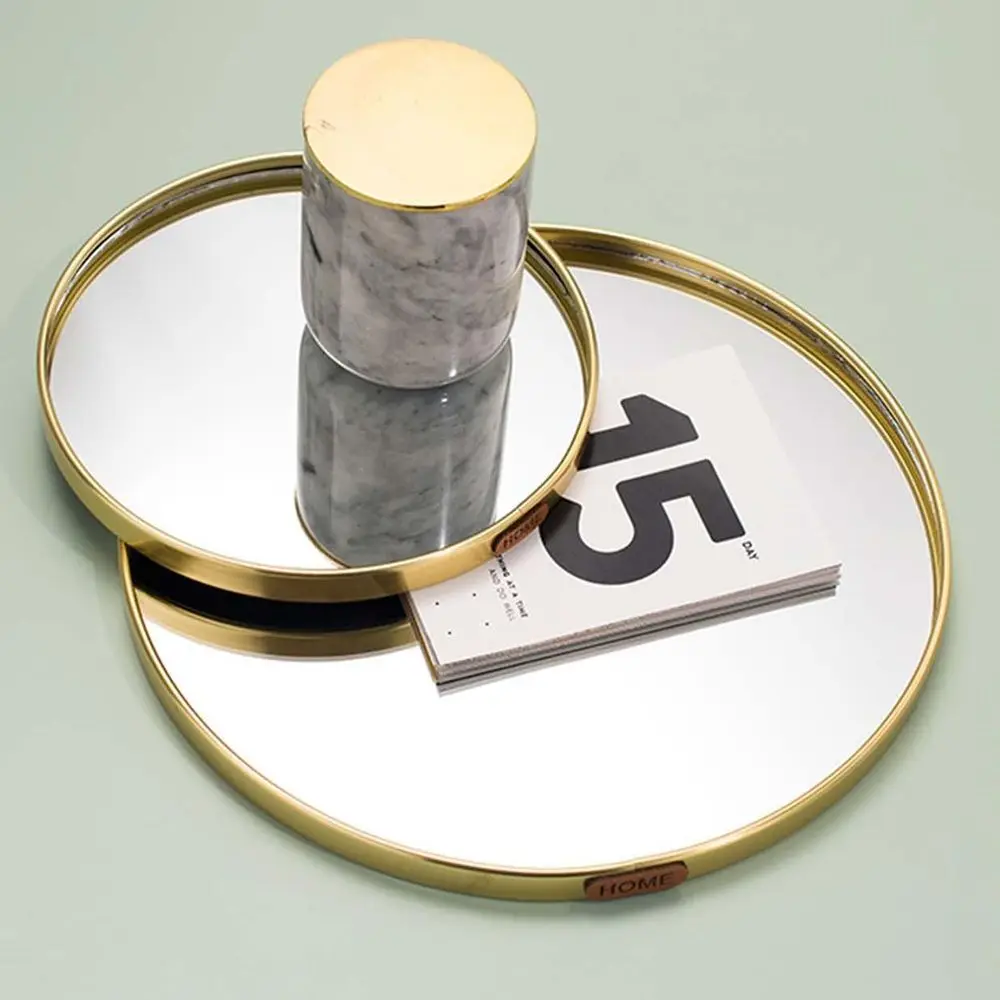 

Perum Trays,Gold Mirror Tray,Vanity Decorative Tray,Non Slip Hexagonal Perume Organizer or lry,Bathroom,Coee Table (Round)