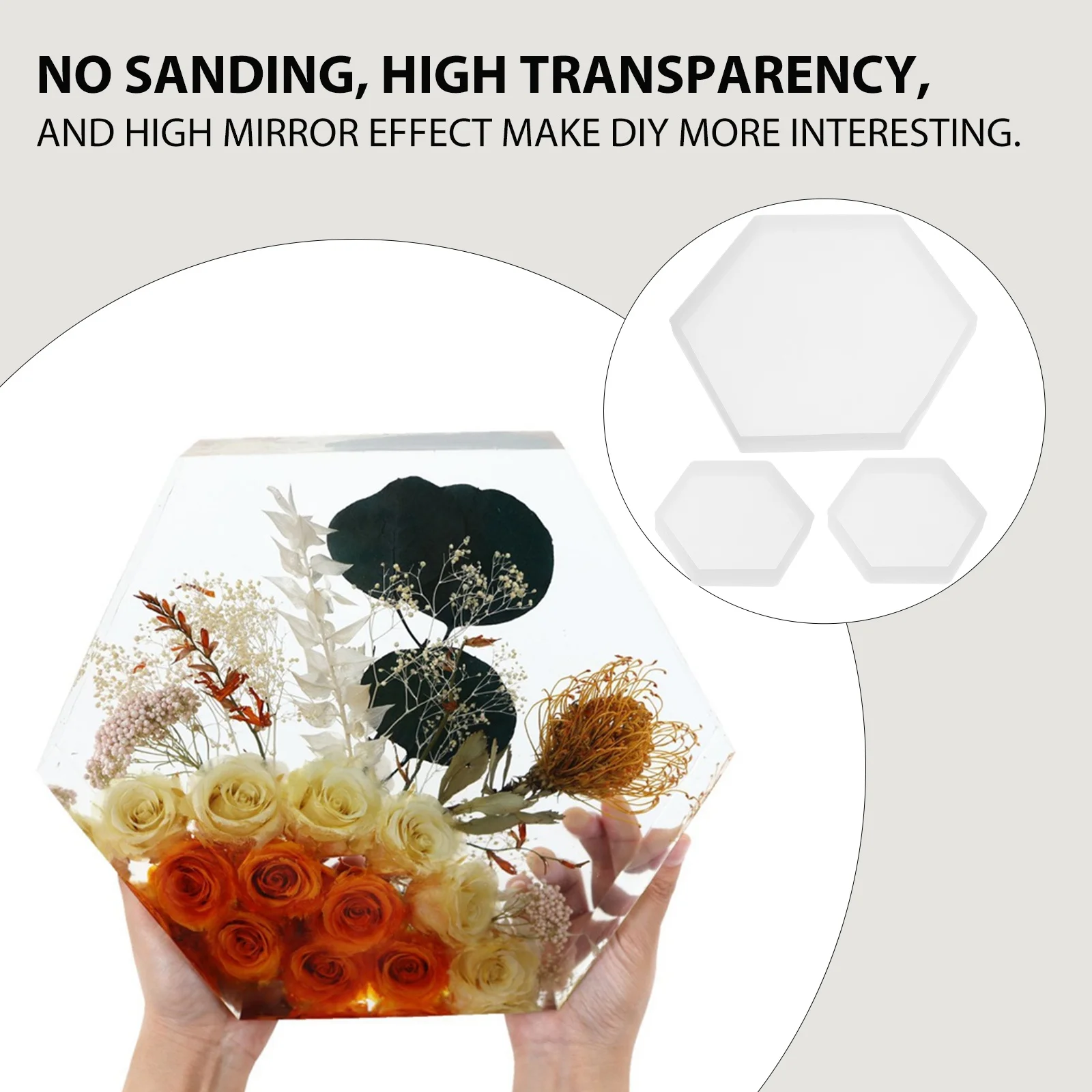 

3pcs Hexagon Display Stand Silicone Crystal Epoxy Mold Diy Jewelry Making Craft Reusable Transparent Mold For Handmade Art