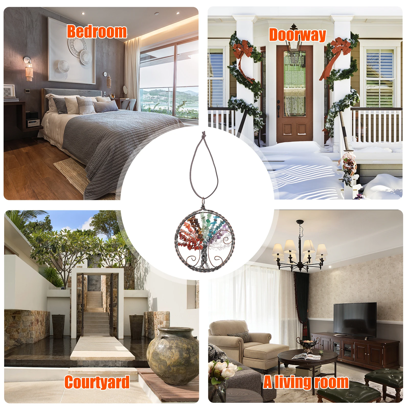 

1Pcs Life Tree Crystal Stone Adornment Fashionable Decorative Pendant for Home Dormitory Store Life Tree Pendant