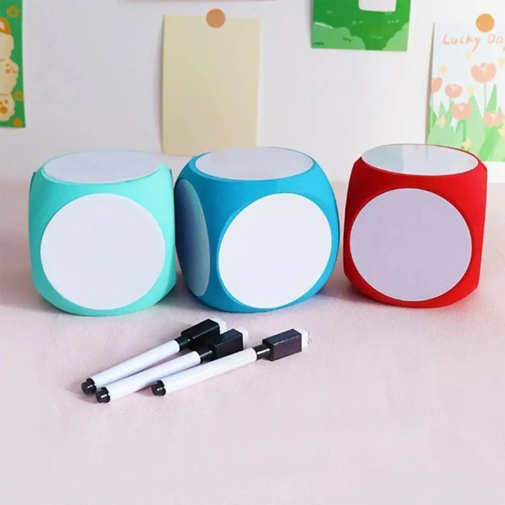 Reusable EVA Foam Dry Erase Dice - Large Erasable Game Blocks Educational Toy for Kids