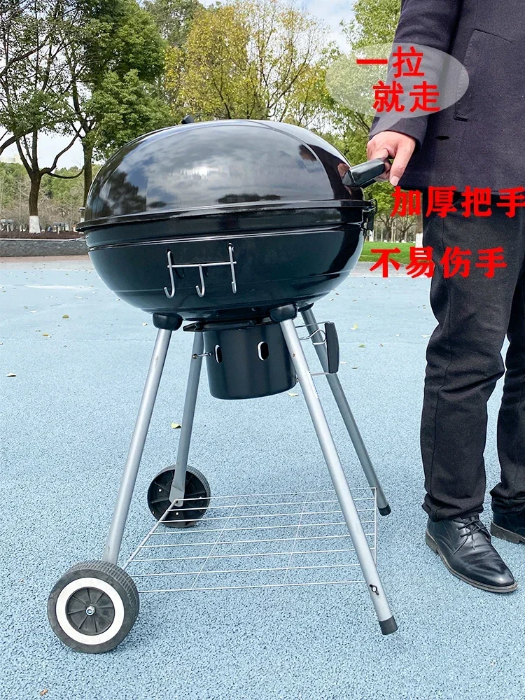 Hacker barbecue outdoor household large apple stove courtyard charcoal camping round barbecue grill BBQ.