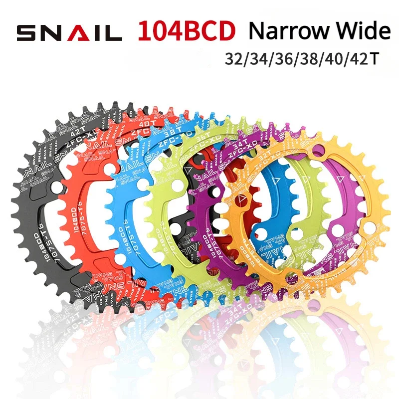 104 bcd Bicycle Chainwheel 32T/34T/36T/38T/40T/42T Round/Oval crown Narrow Wide MTB Mountain Bike Crankset Chainring