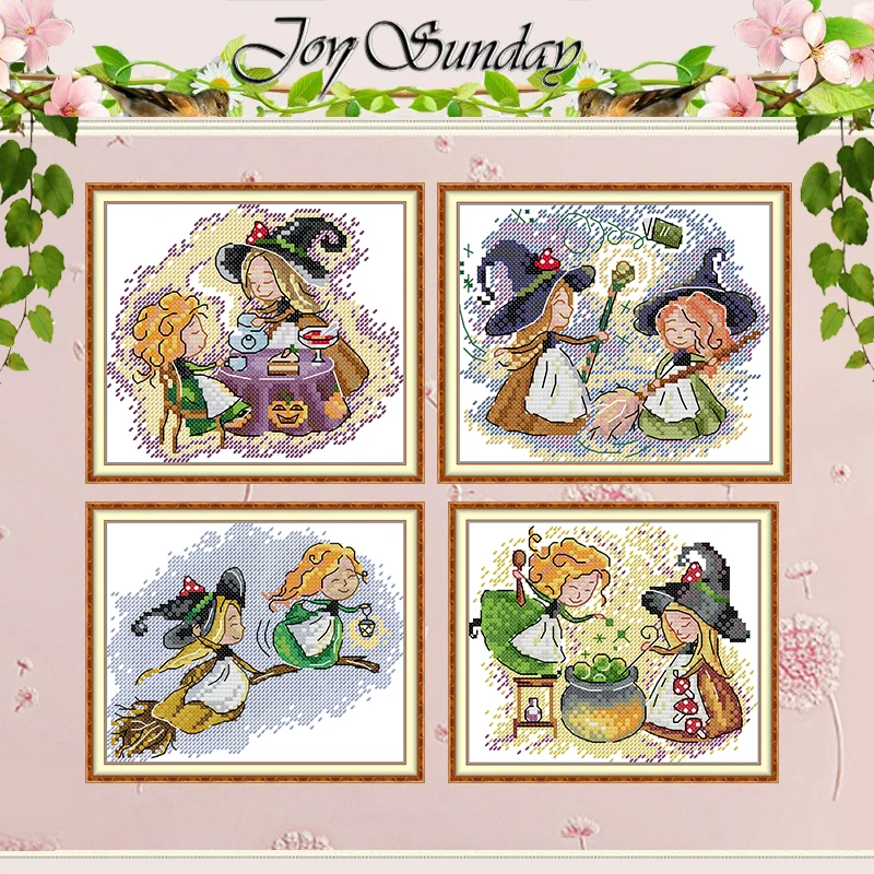 Little Wizard Patterns Counted Cross Stitch Set DIY 11CT 14CT 16CT HD Stamped DMC Cross-stitch Kit Embroidery Needlework Crafts