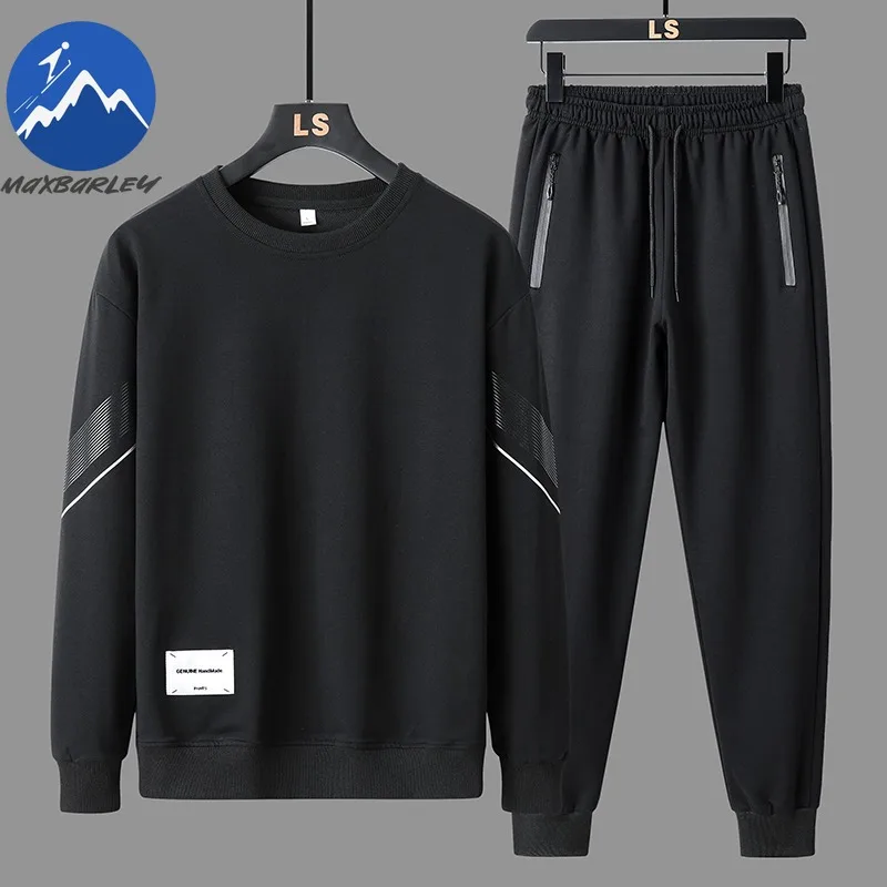 

Maxbarley Mens Round Neck Sweatshirt Jogger Pants Set Autumn Winter Casual Fitness Training Warm Fleece Lounge Wear 2 Piece