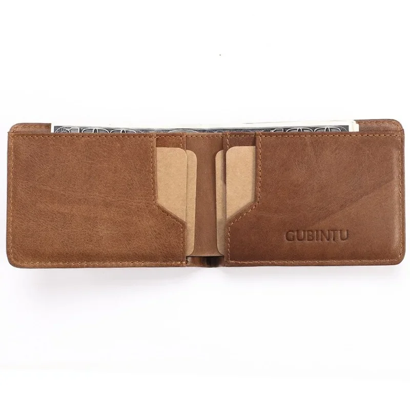 Slim Leather ID/Credit Card Holder Bifold Front Pocket Wallet with RFID Blocking Business Card Holder Genuine Leather